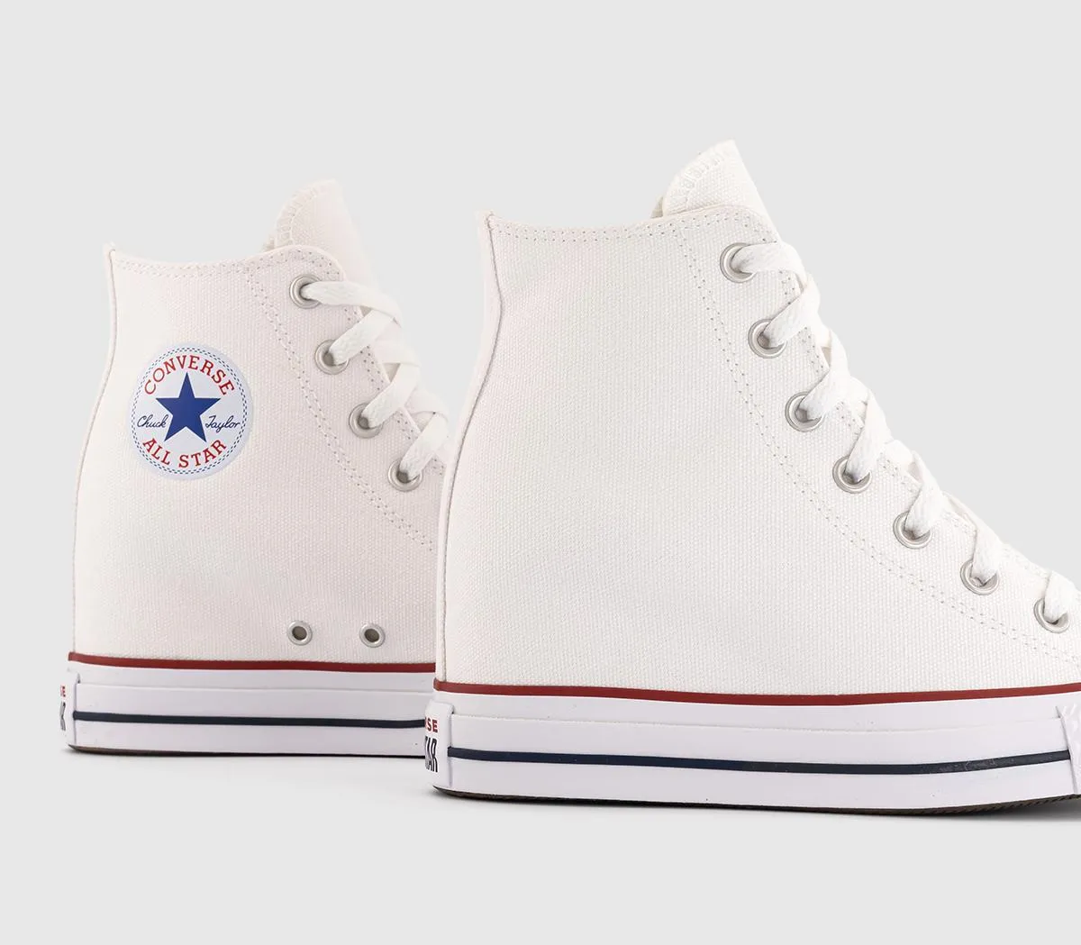 Converse Chuck Taylor All Star Wedge Trainers White Red Navy