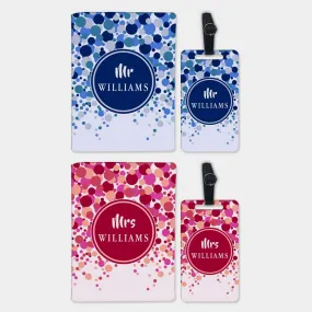 Couple Passport Cover Luggage Tag Gift Set- Mr Mrs Passport Holder and Baggage Tags Gifting Box