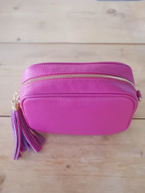 Cross Body Leather Bag Fuchsia