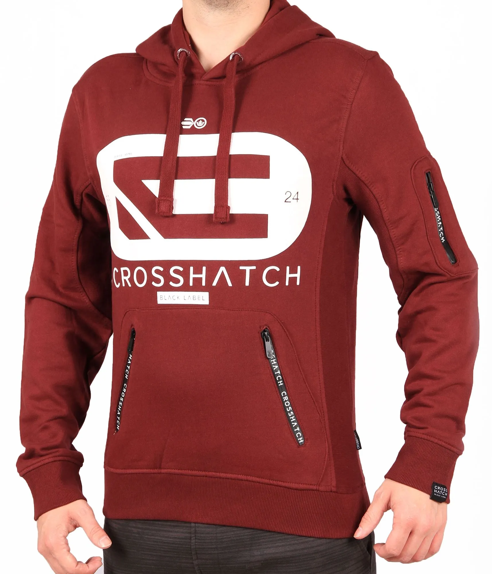 Crosshatch Netlock Overhead Logo Hoodie Deep Red