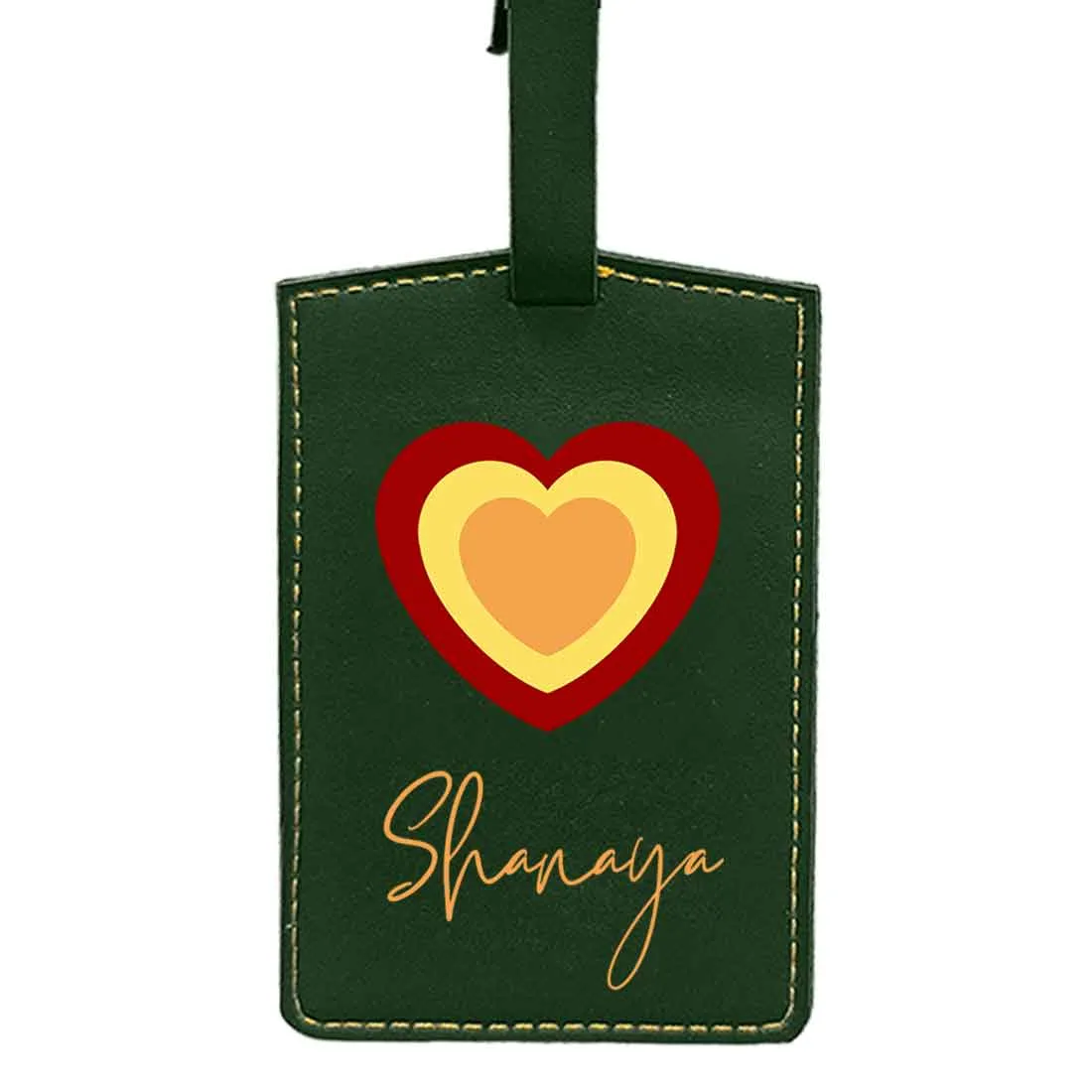 Custom Luggage Tags with Name PU Leather Bag Tags - Heart