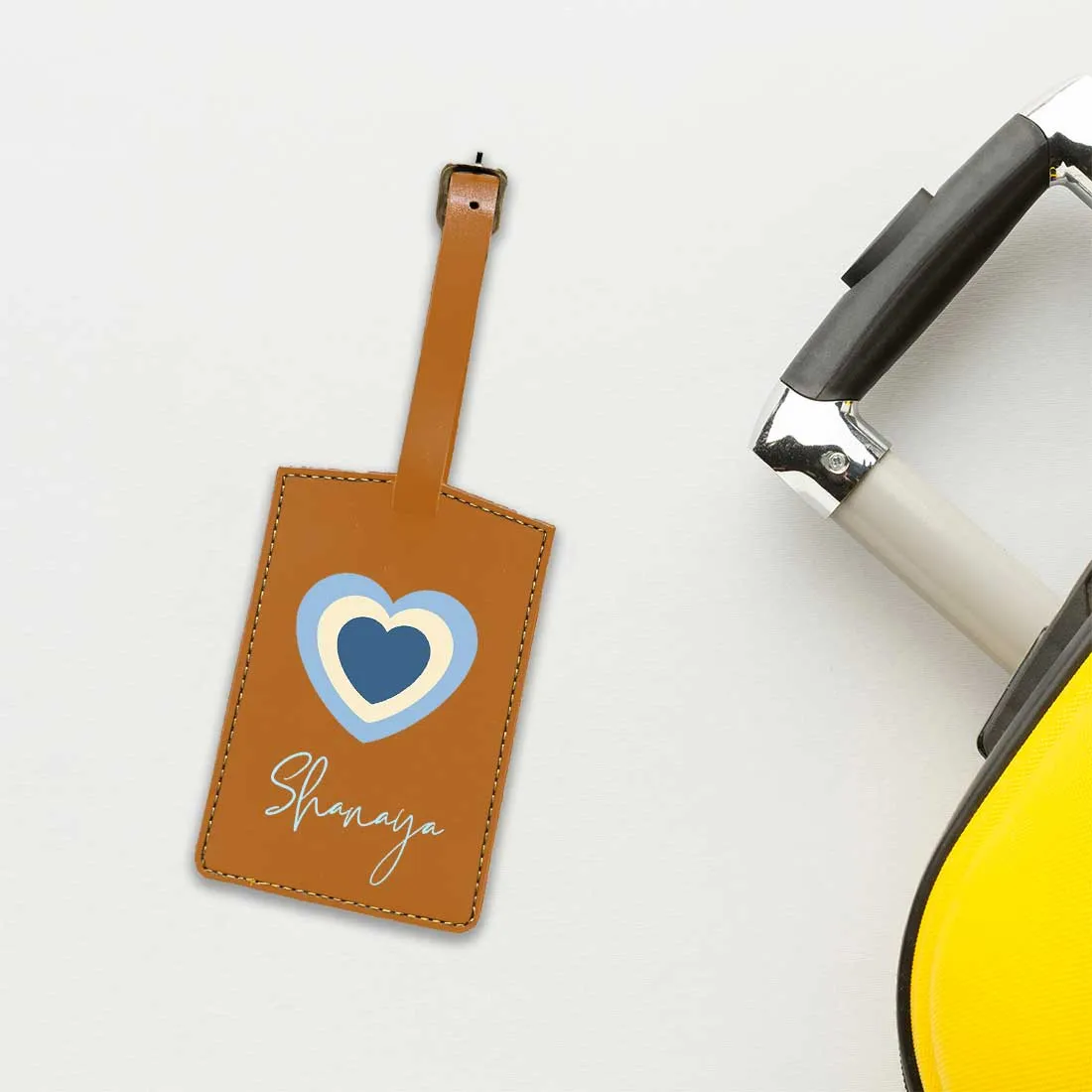 Custom Luggage Tags with Name PU Leather Bag Tags - Heart