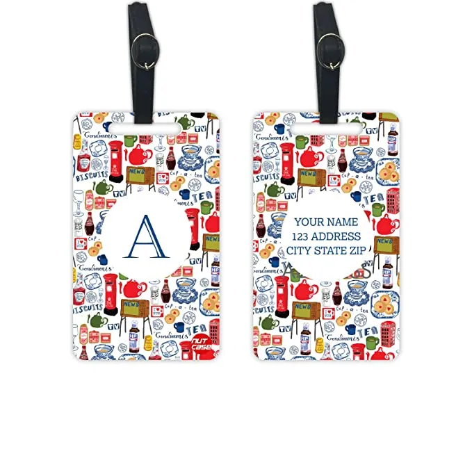 Custom Monogrammed Travel Tags Identification Luggage Set of 2 - British Life