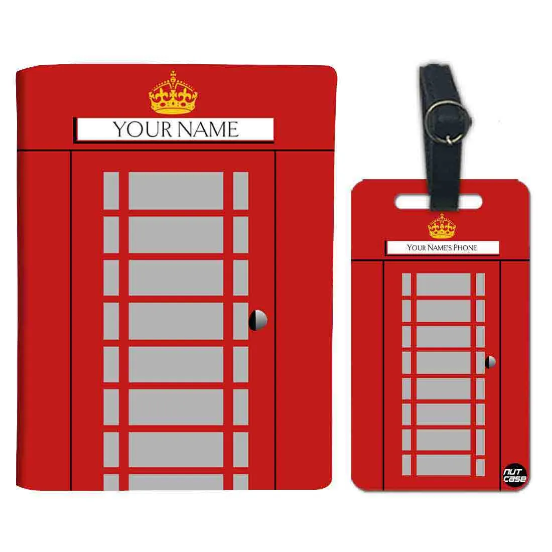 Customized Passport Cover Luggage Tag Set - UK Telephone Booth