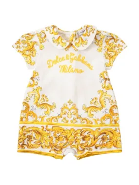 Dolce&Gabbana   Maiolica print cotton jersey romper 