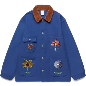 EMBROIDERED WORKWEAR DENIM CHORE COAT BLUE | Bodega