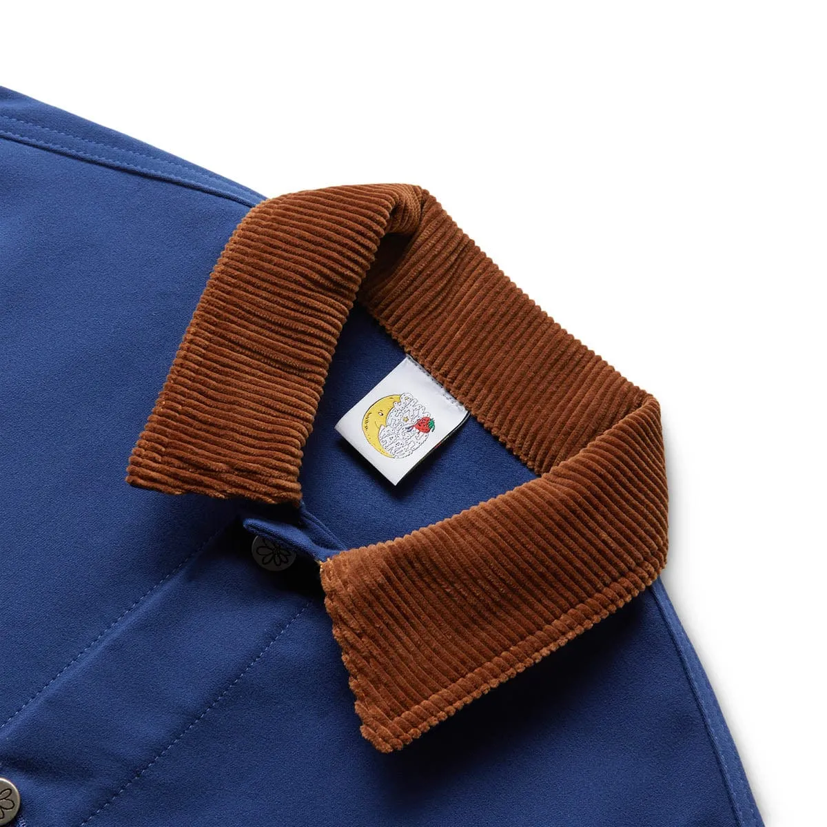 EMBROIDERED WORKWEAR DENIM CHORE COAT BLUE | Bodega