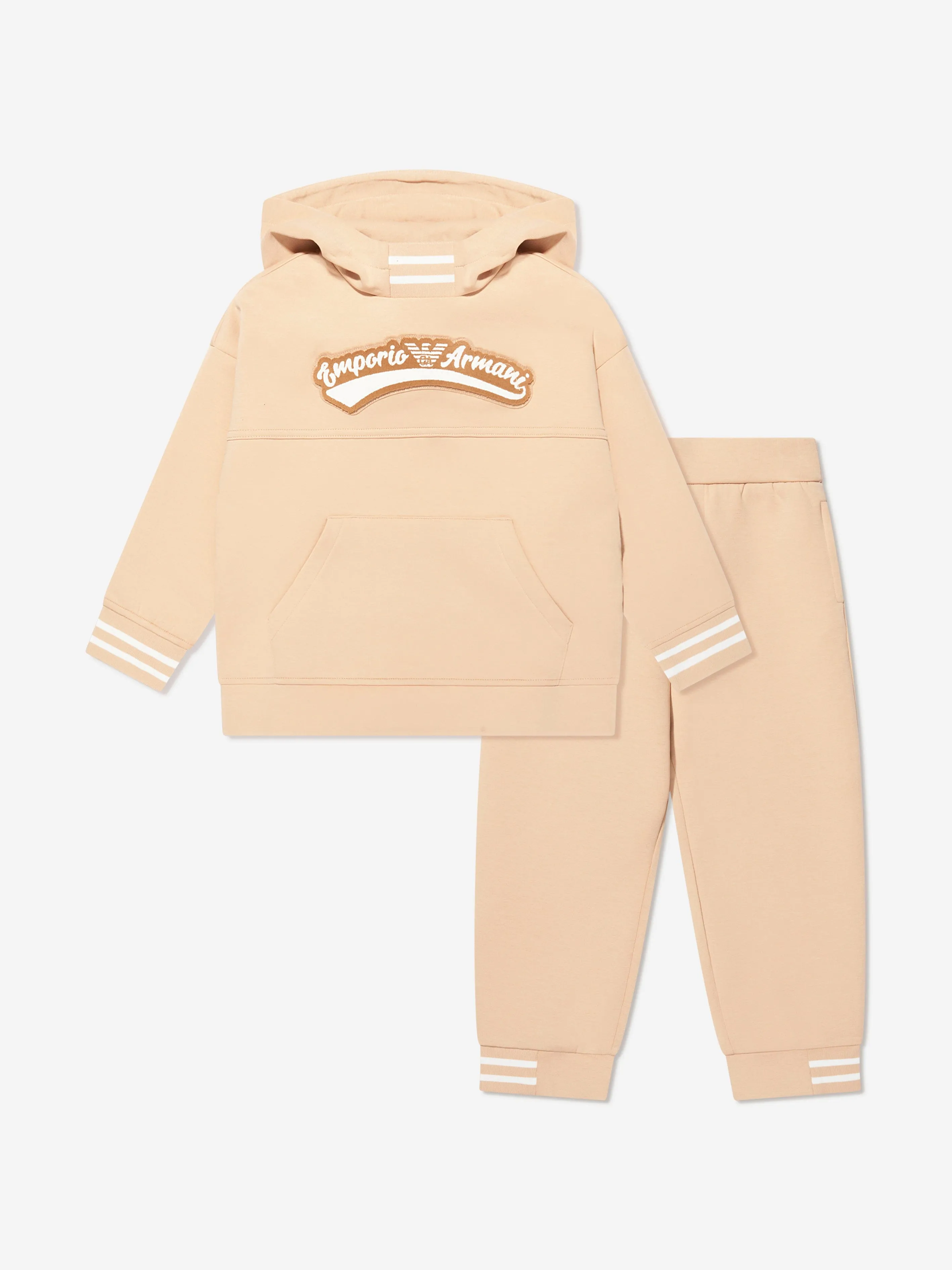 Emporio Armani Kids Logo Tracksuit in Beige