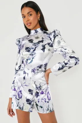 Floral High Neck Tailored Romper