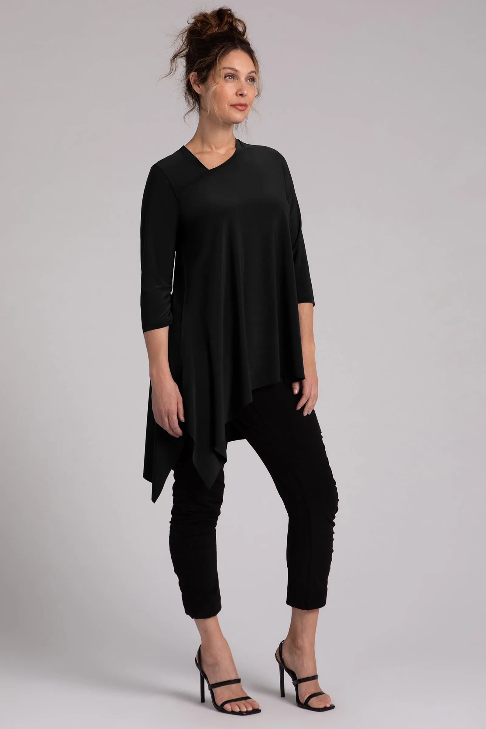 Flounce Boomerang Tunic | Black