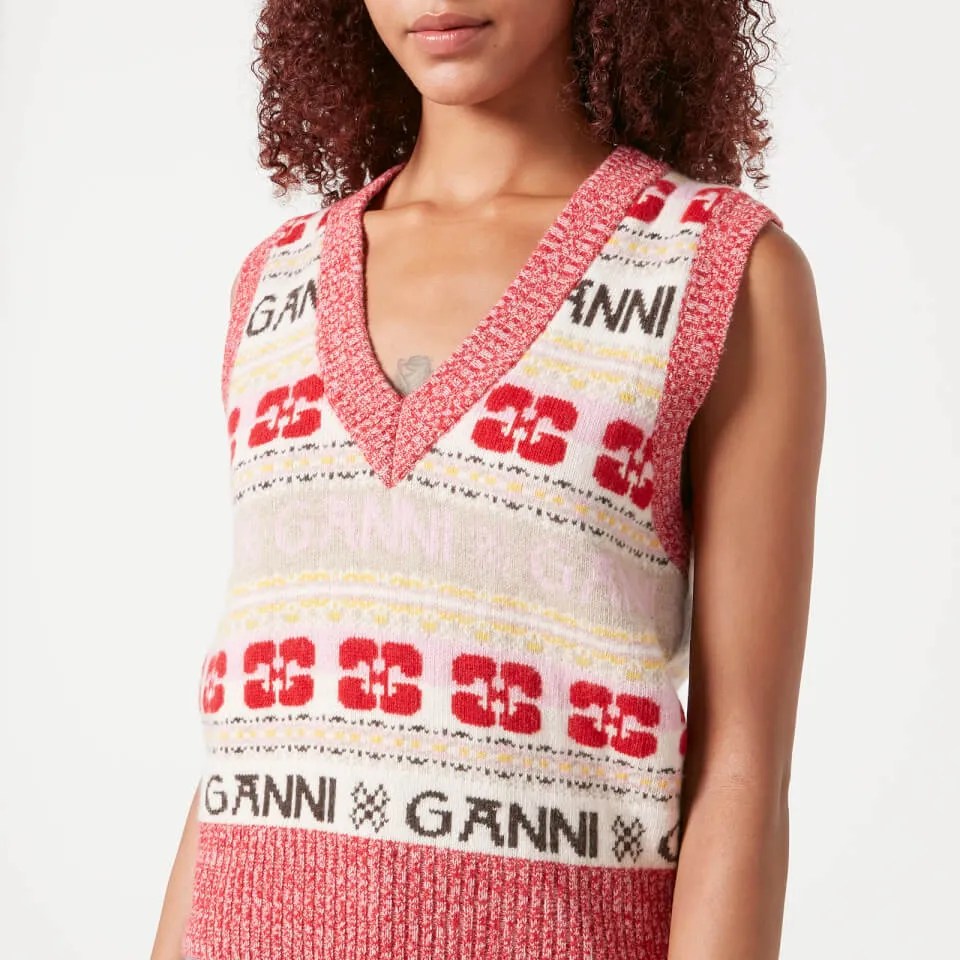 Ganni Jacquard-Wool Vest - XXS | Coggles