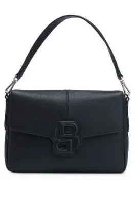 Grained faux-leather saddle bag with Double B monogram