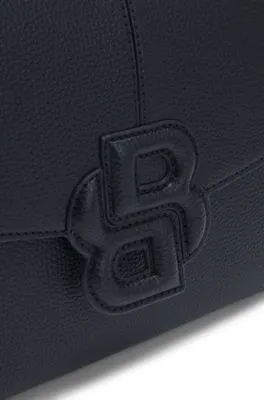 Grained faux-leather saddle bag with Double B monogram