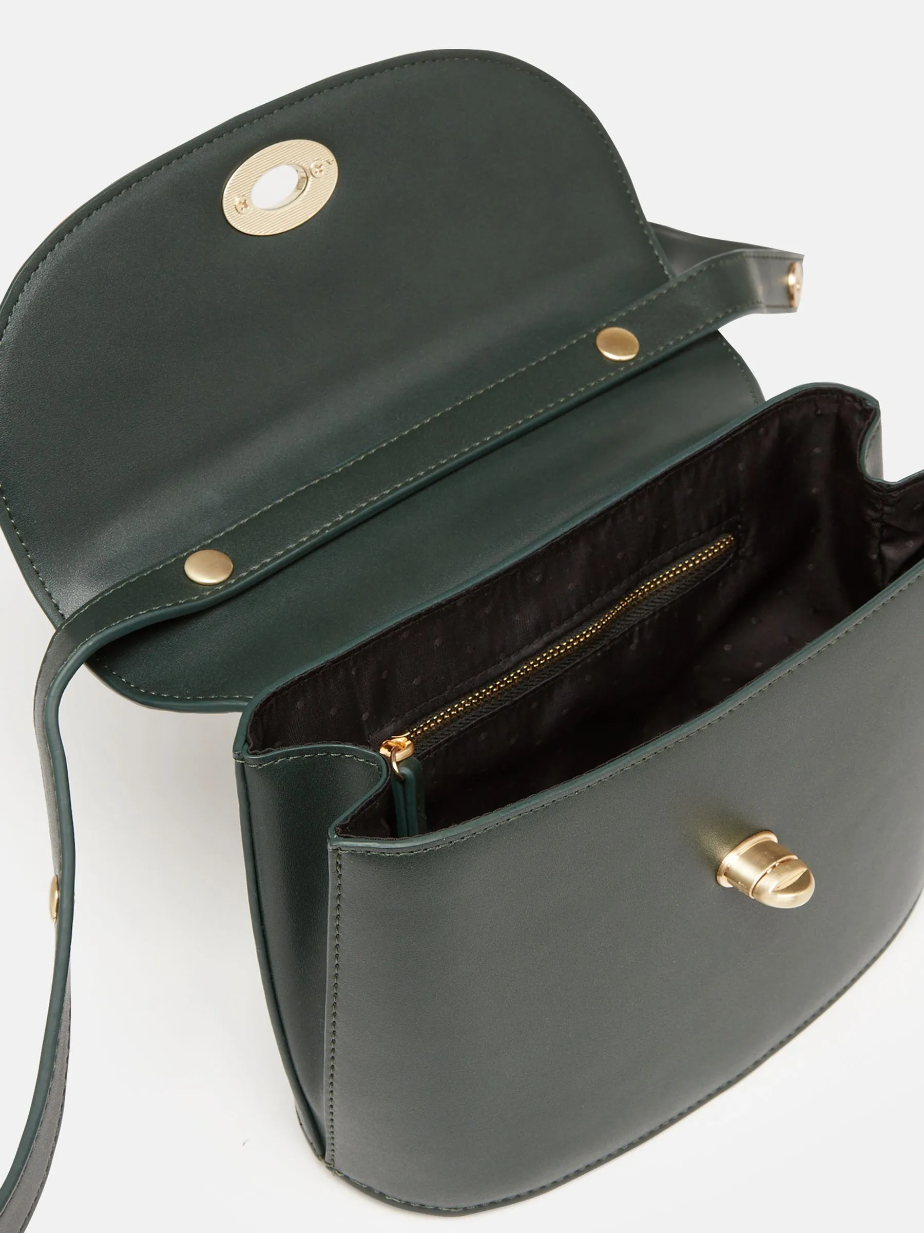 Green Faux Leather Croc Effect Cross Body Bag