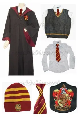 Gryfindor Cosplay Robe Cloak Vest Shirt Necktie Hat from Harry Free Shipping for Halloween and Christmas