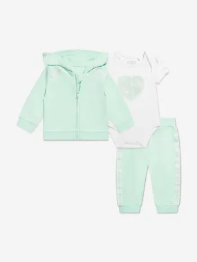 Guess Baby Girls 3 Piece Tracksuit Set in Green