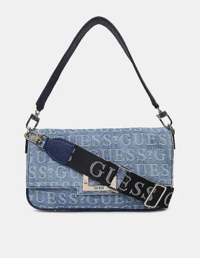 GUESS Women Blue Printed Brightside Shoulder Bag