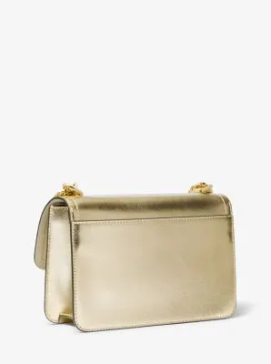 Heather Large Metallic Leather Shoulder Bag