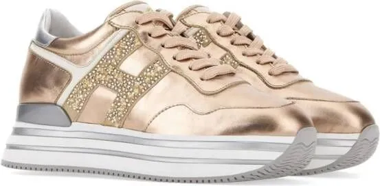 Hogan Midi metallic platform sneakers Gold