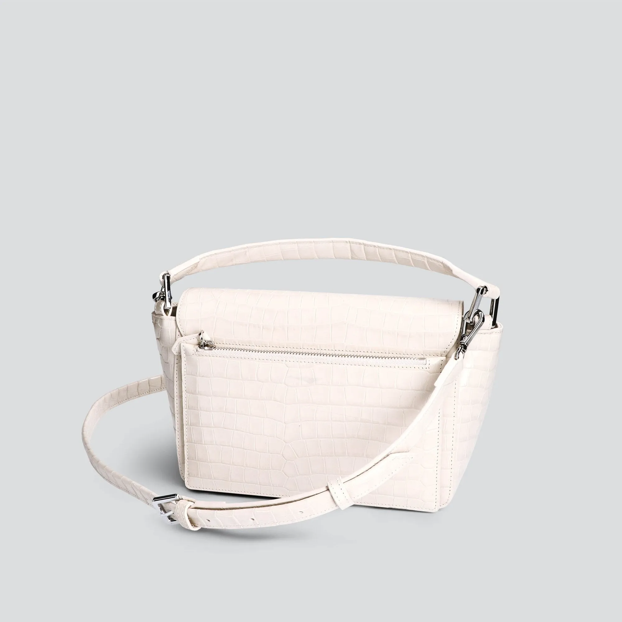 Ikon Croco Stone White Shoulder Bag