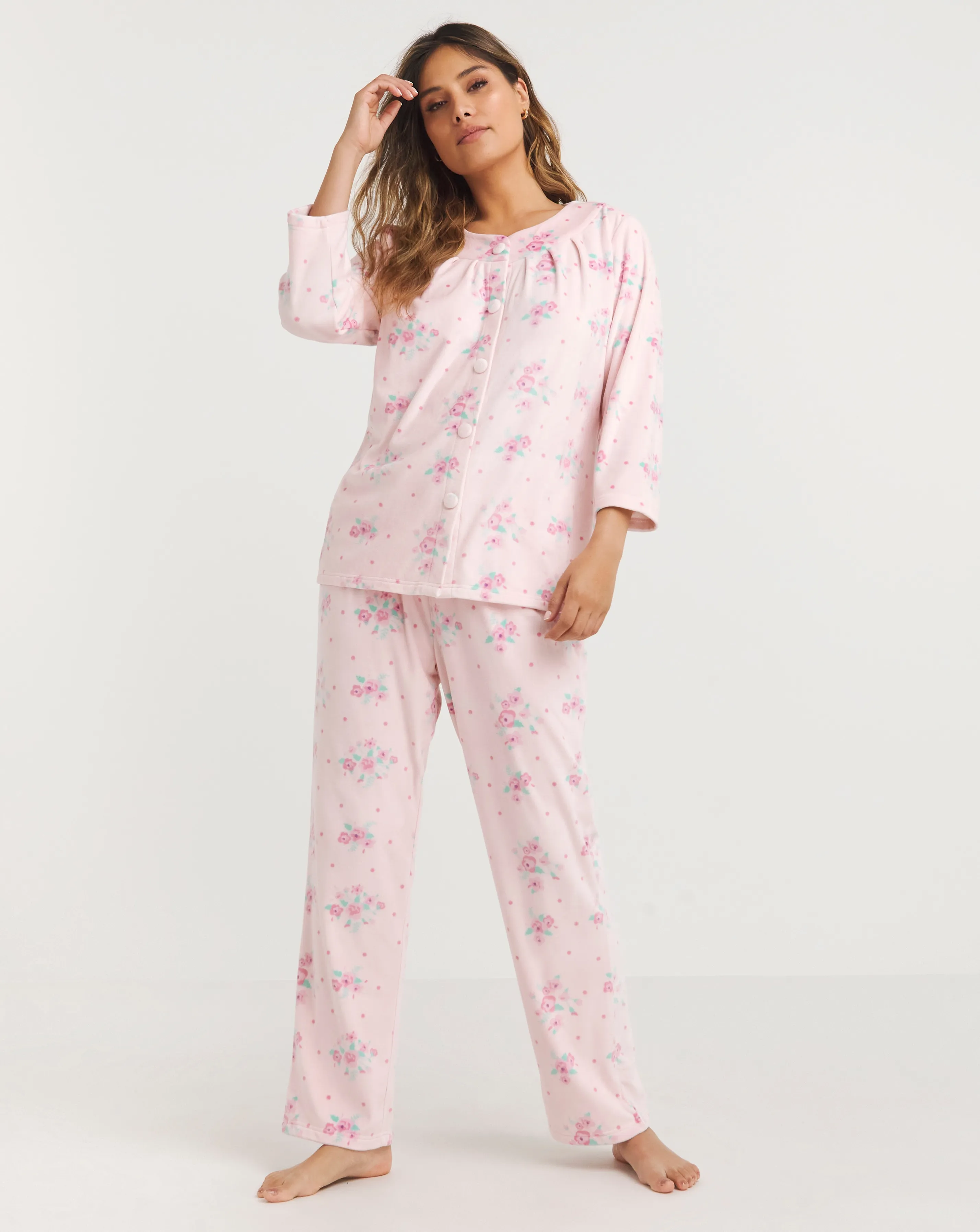 Julipa Fleece Button Through Pyjama Set