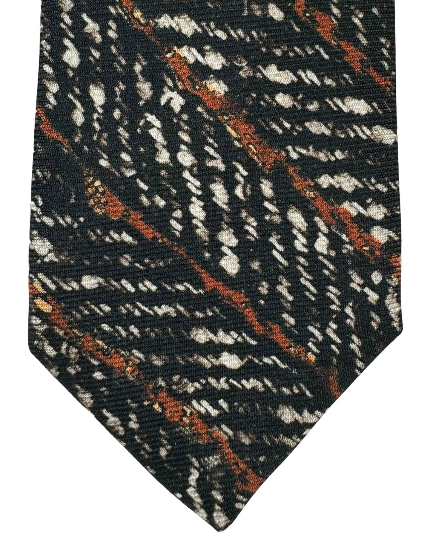 Kiton Silk Tie Dark Brown Herringbone Stripes Design - Sevenfold Necktie SALE