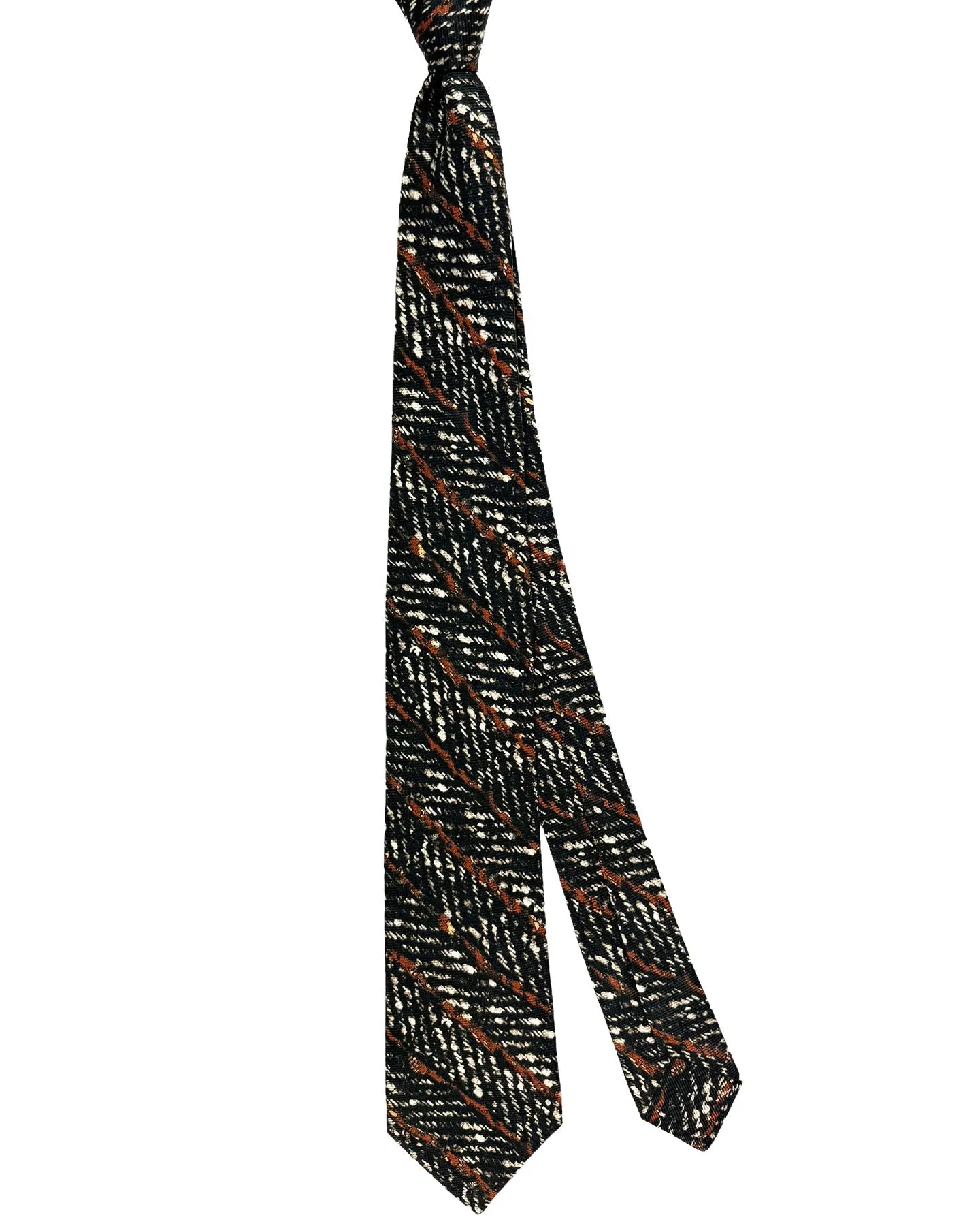 Kiton Silk Tie Dark Brown Herringbone Stripes Design - Sevenfold Necktie SALE