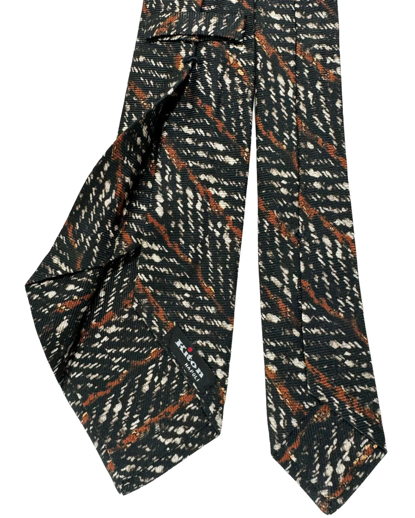 Kiton Silk Tie Dark Brown Herringbone Stripes Design - Sevenfold Necktie SALE