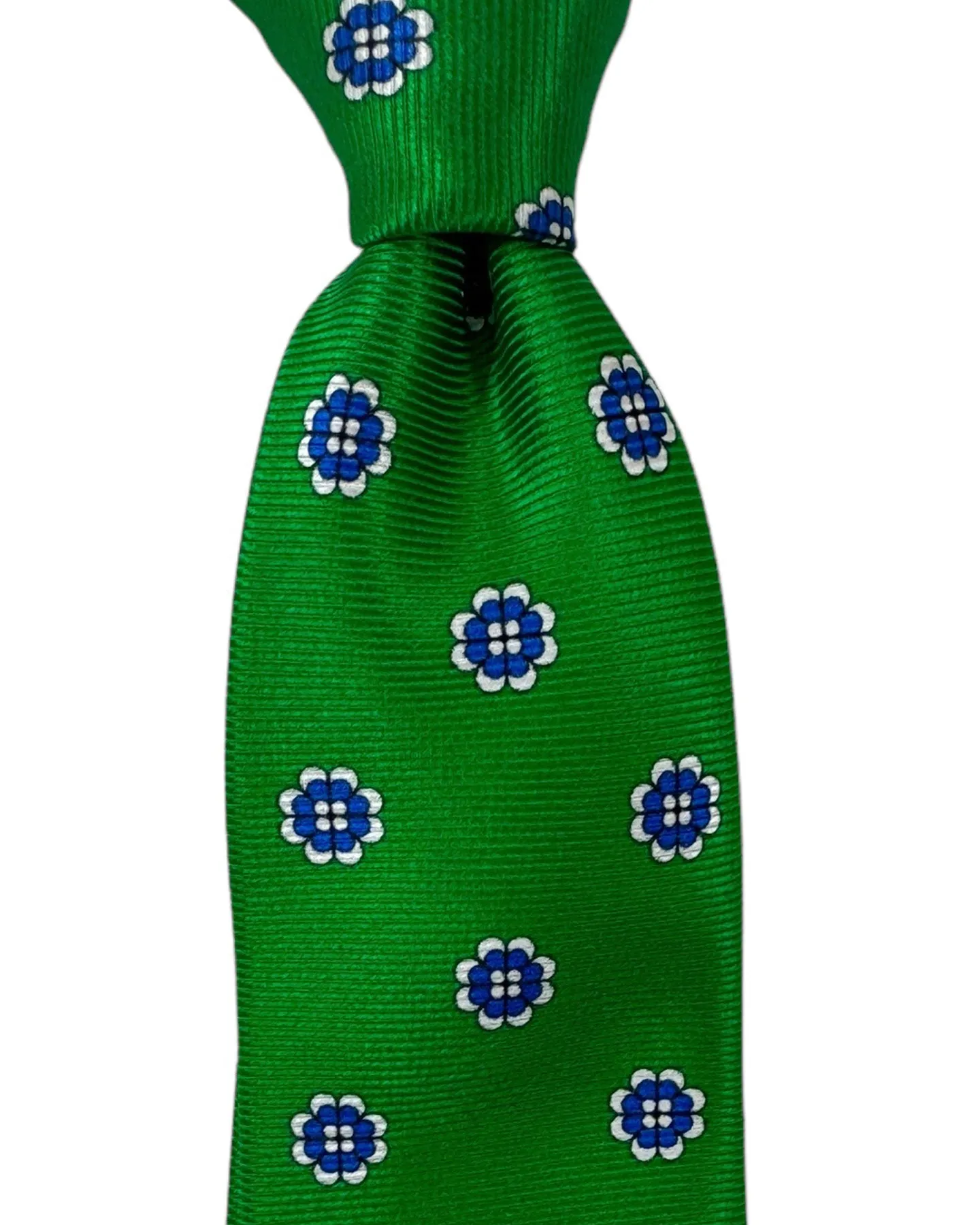 Kiton Tie Green Royal Blue Mini Floral - Sevenfold Necktie