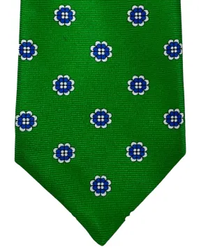 Kiton Tie Green Royal Blue Mini Floral - Sevenfold Necktie