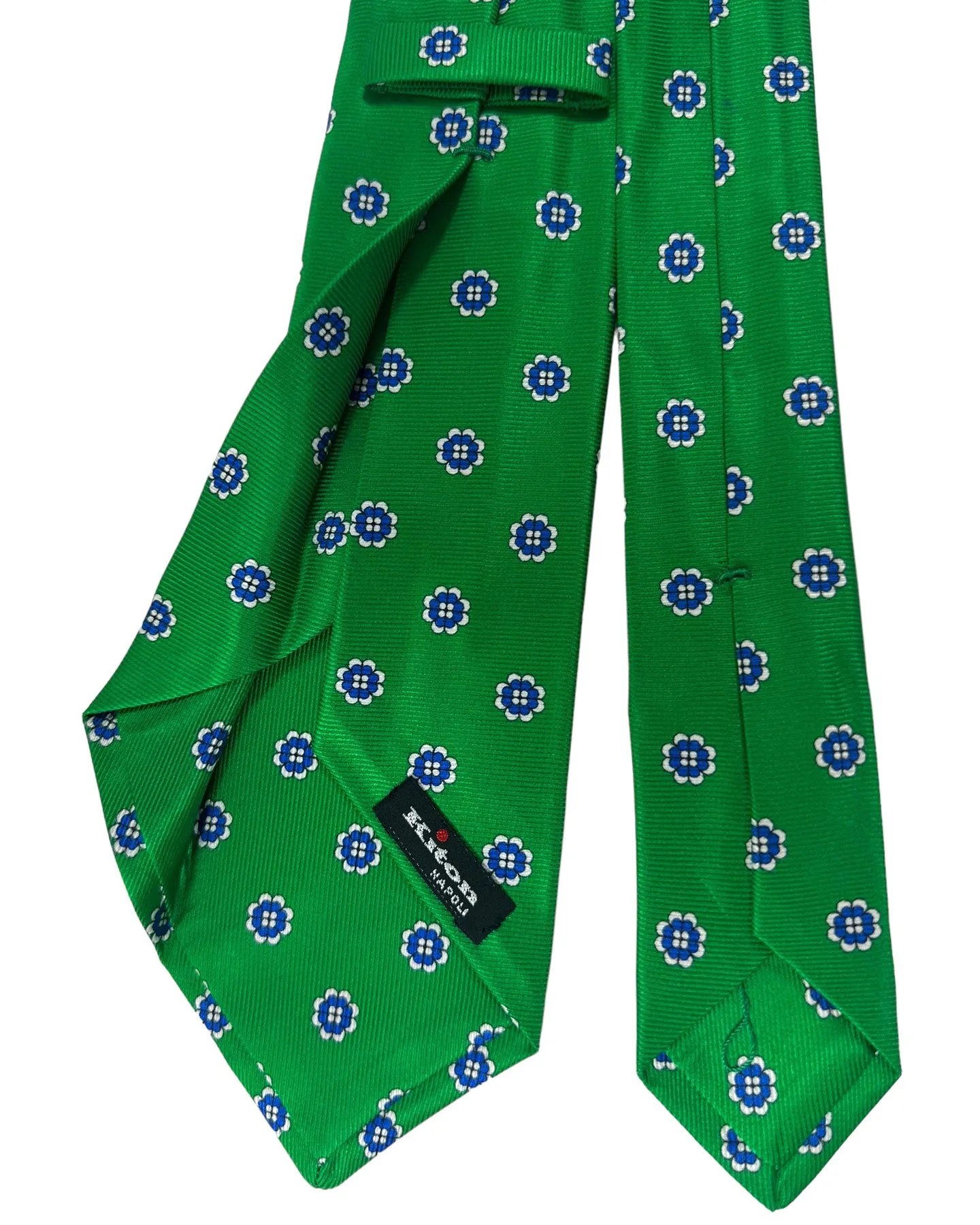 Kiton Tie Green Royal Blue Mini Floral - Sevenfold Necktie