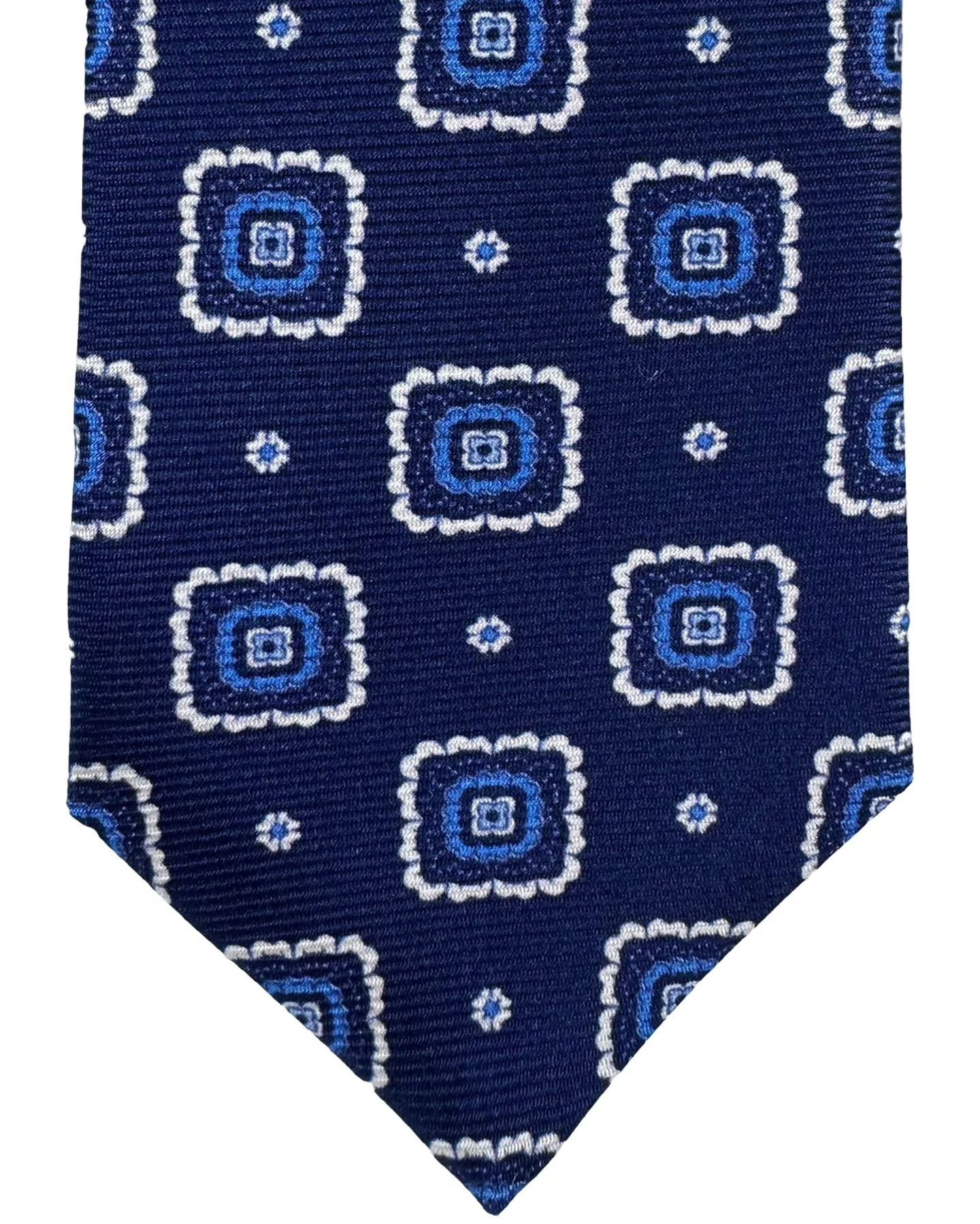 Kiton Tie Navy Blue Medallion - Sartorial Sevenfold Necktie