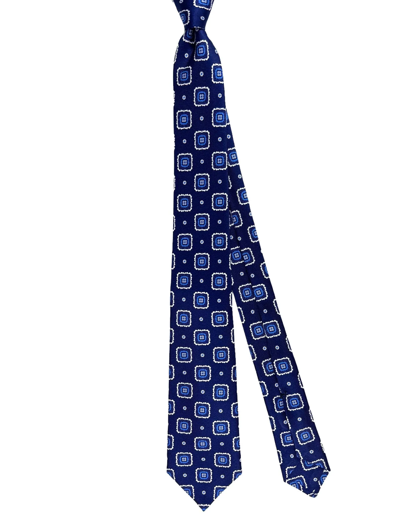 Kiton Tie Navy Blue Medallion - Sartorial Sevenfold Necktie