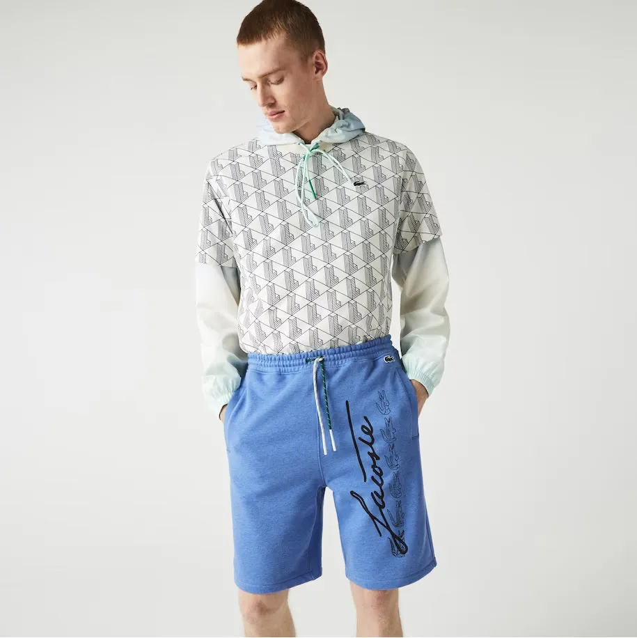 Lacoste Men's Signature Print Cotton Fleece Shorts