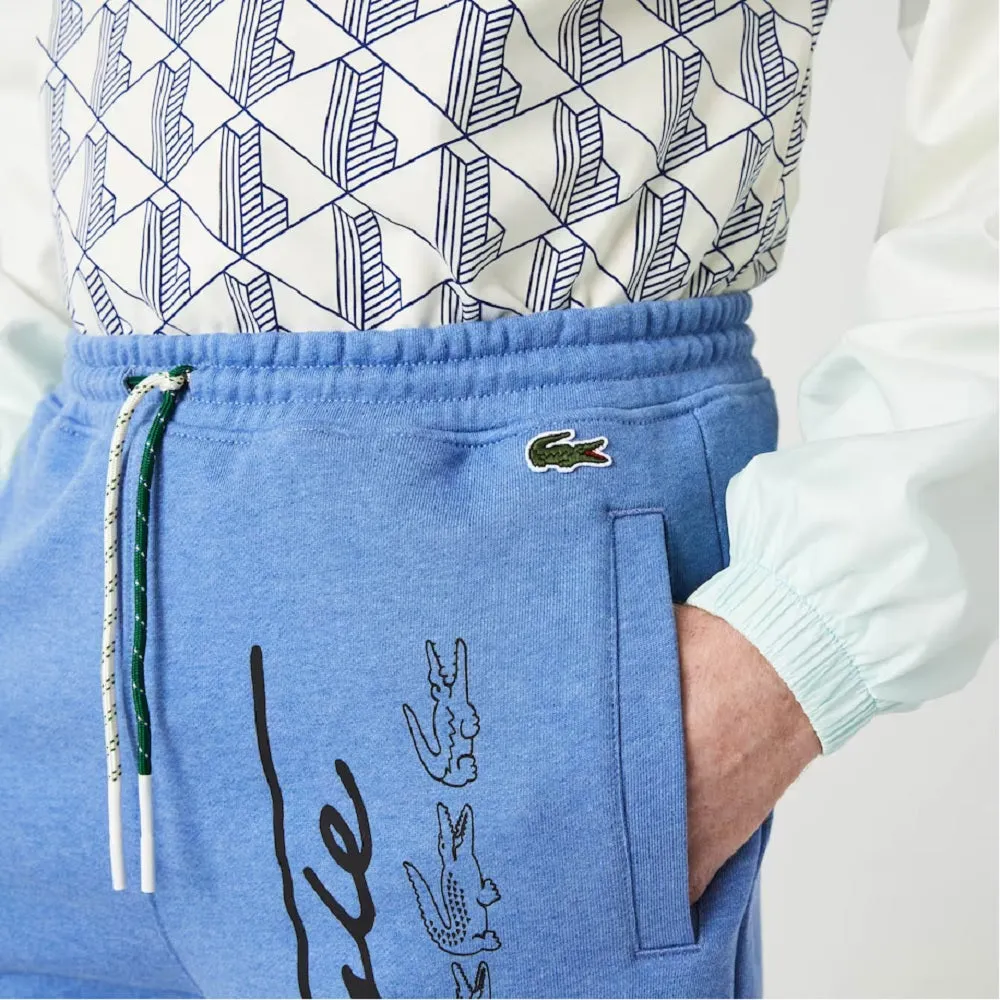 Lacoste Men's Signature Print Cotton Fleece Shorts