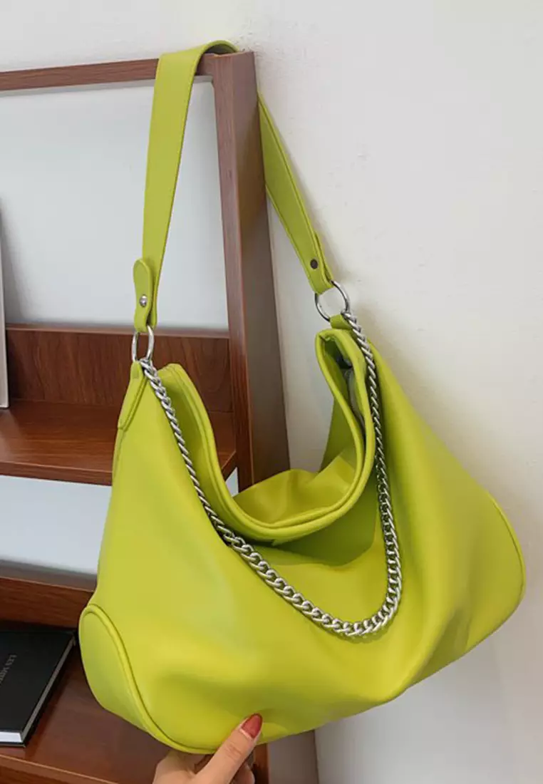 Lara Women's PU Leather Zipper Hobo Bag - Green