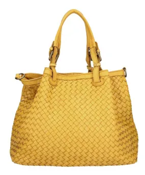 Leather bag woman giallo yellow sveva