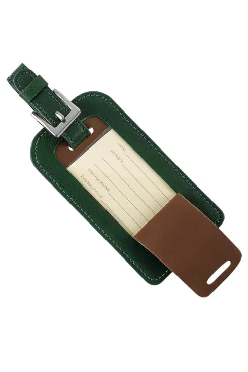 LEATHER LUGGAGE TAG- GREEN