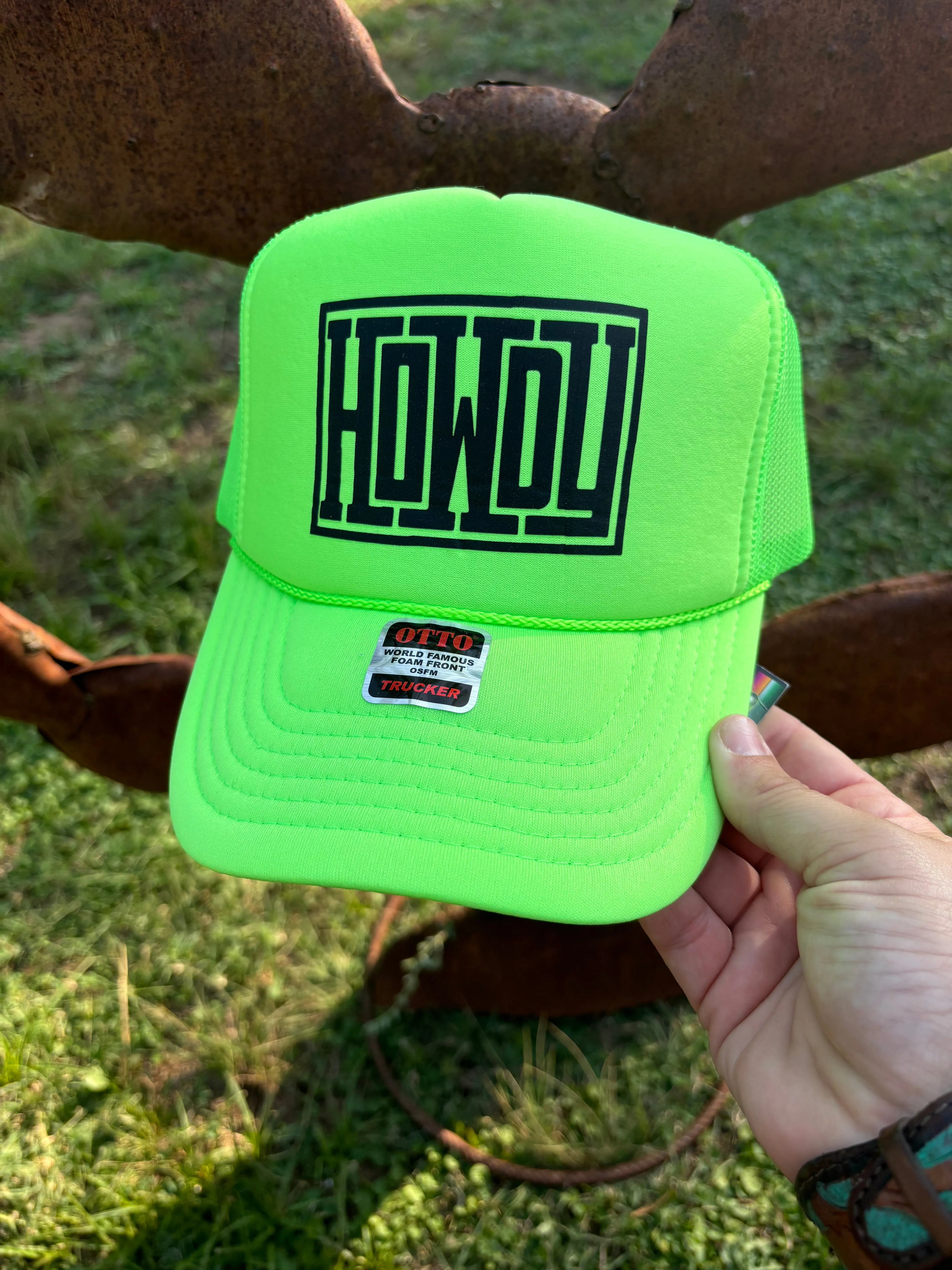 Lime Green DTF Howdy Hat