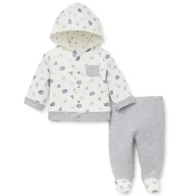 Little Me Jaunty Jungle Hoodie Set Heather Grey