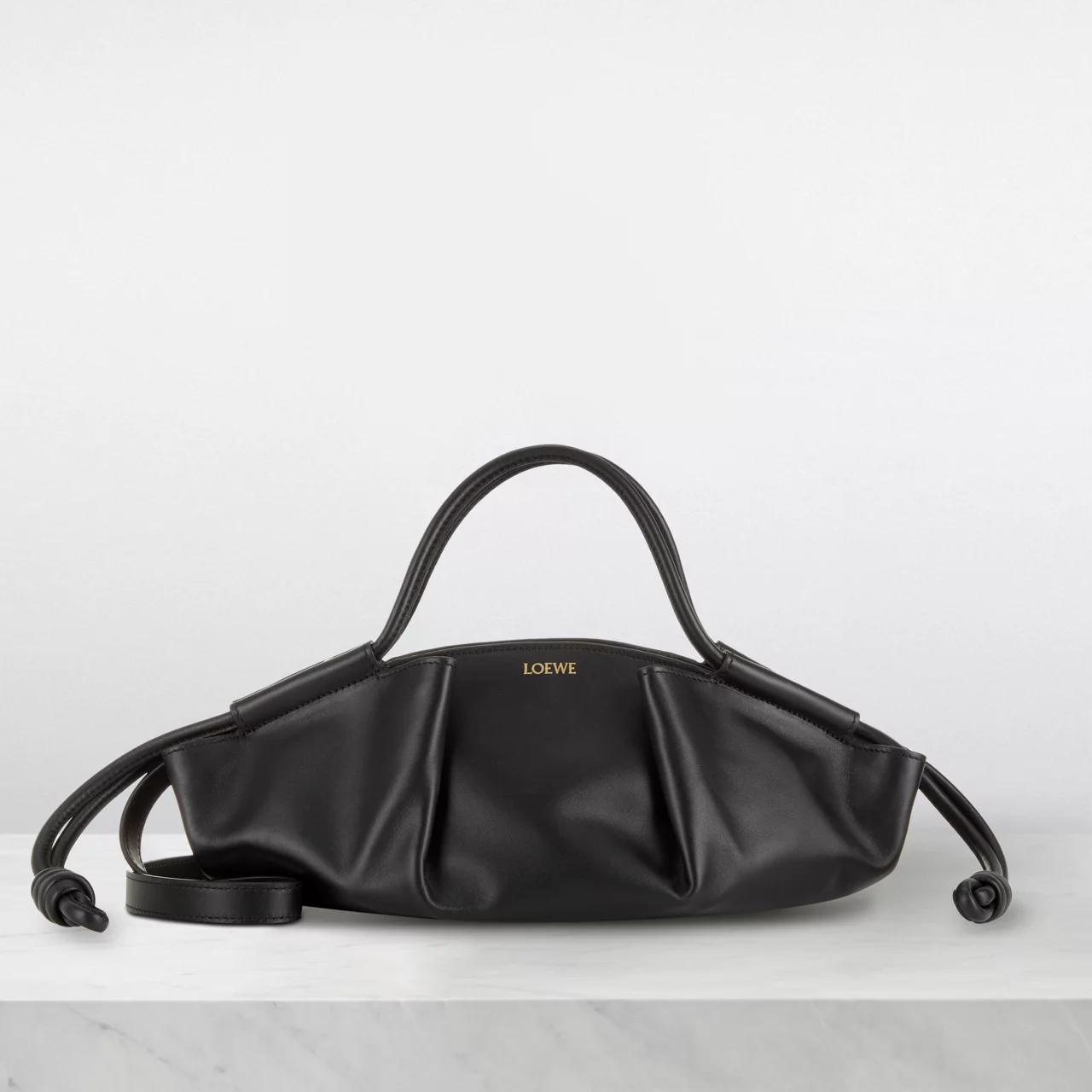 LOEWE Paseo Small Leather Top Handle Bag - Black