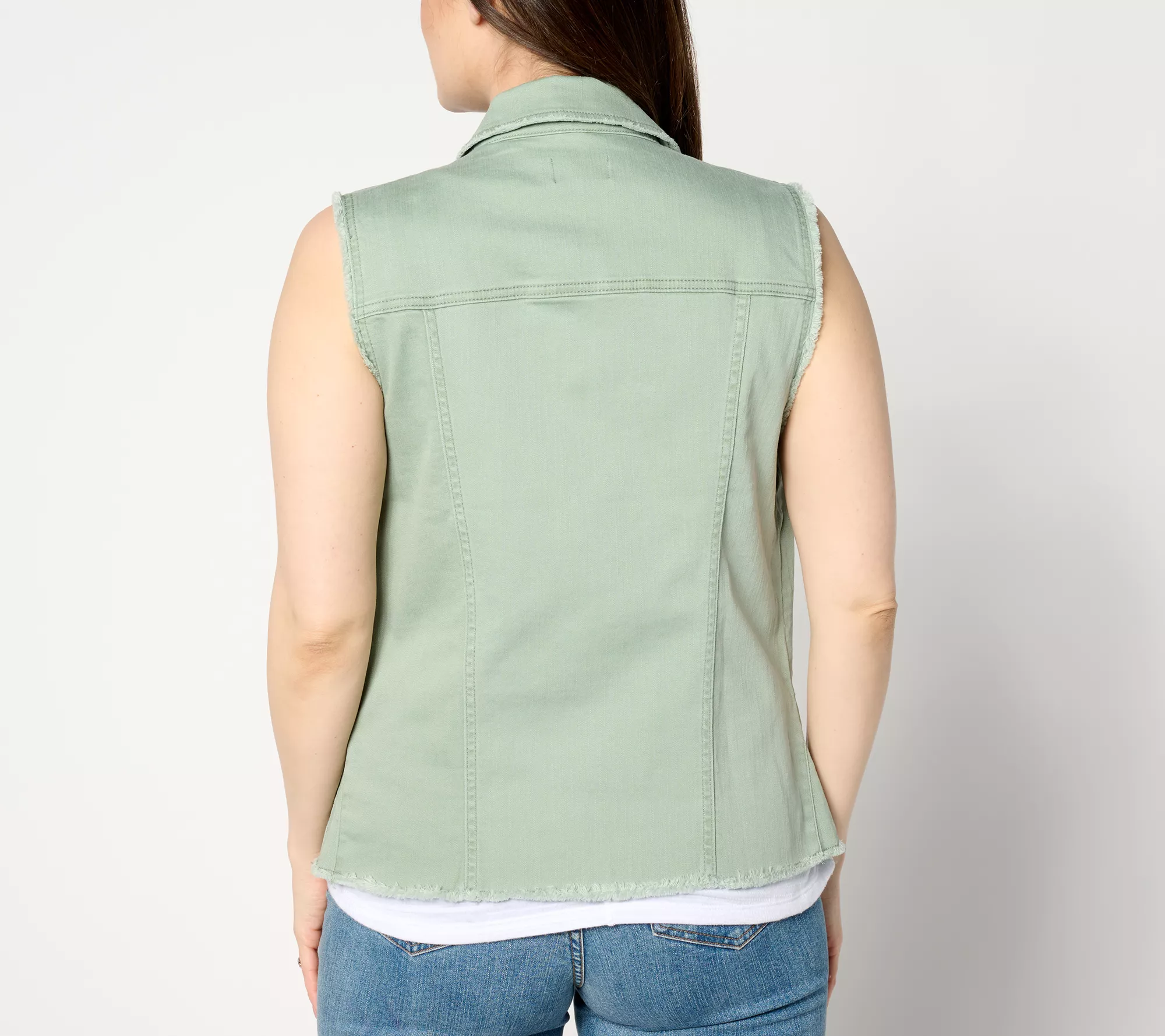 LOGO by Lori Goldstein Denim Vest with Fray Details