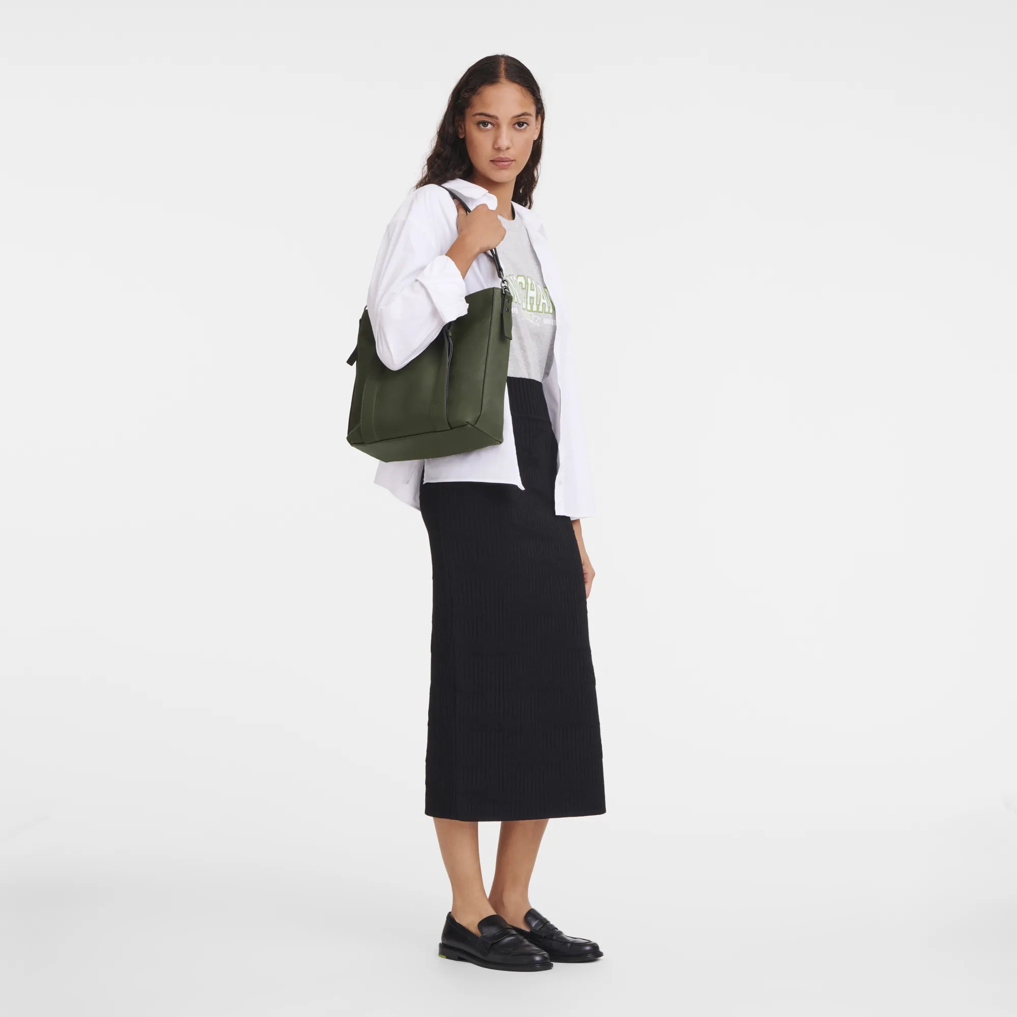 Longchamp 3D M Hobo bag Khaki - Leather