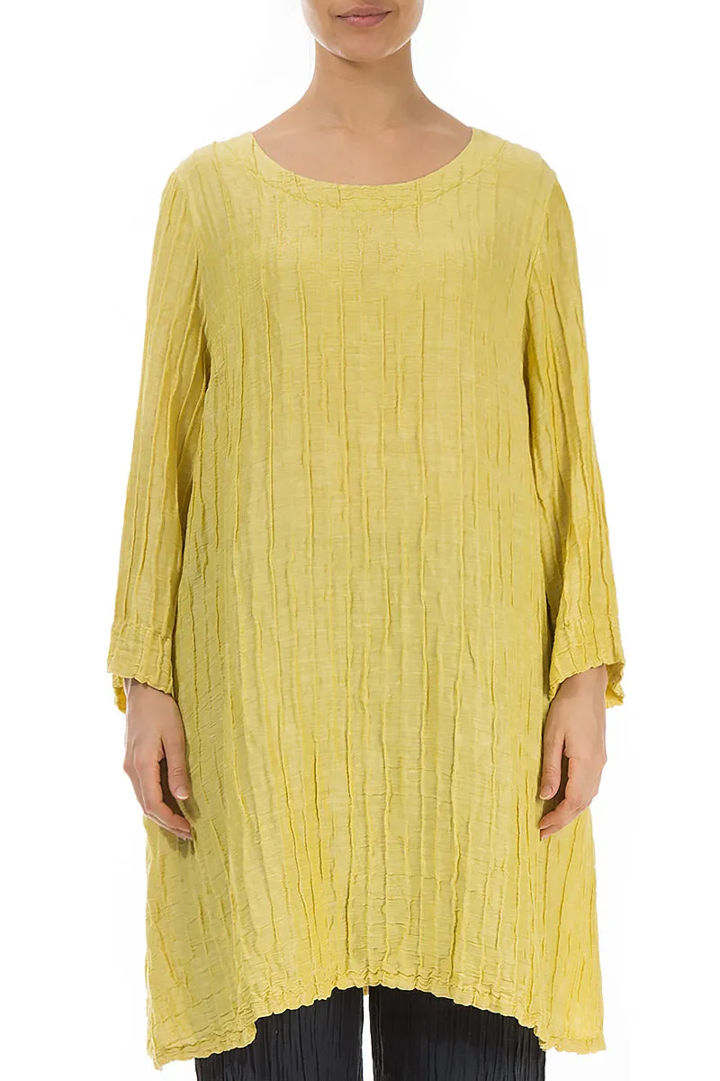 Loose Crinkled Cyber Lime Silk Tunic