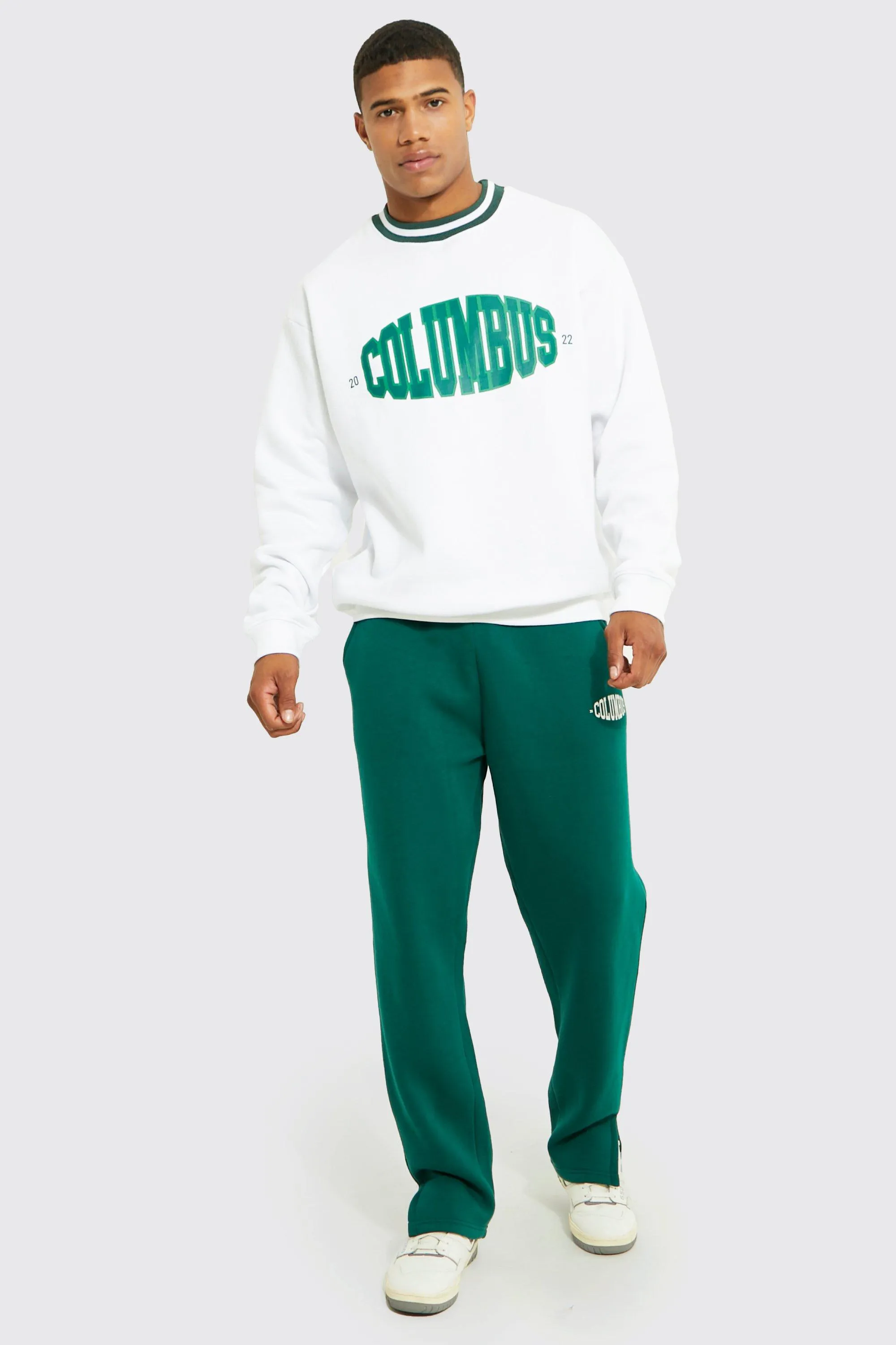 Los Angeles Sports Rib Sweatshirt Tracksuit | boohooMAN UK