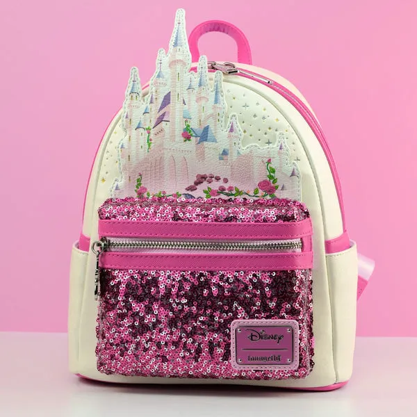 Loungefly x Disney Sleeping Beauty Aurora's Castle Sequin Mini Backpack