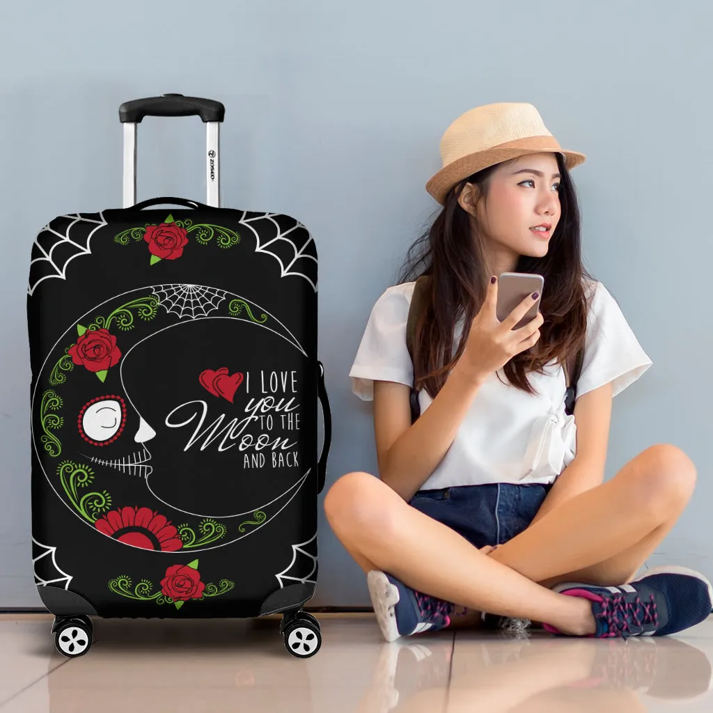 Love You To The Moon Sugar Skull Luggage Cover