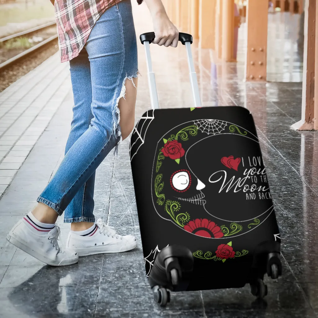 Love You To The Moon Sugar Skull Luggage Cover