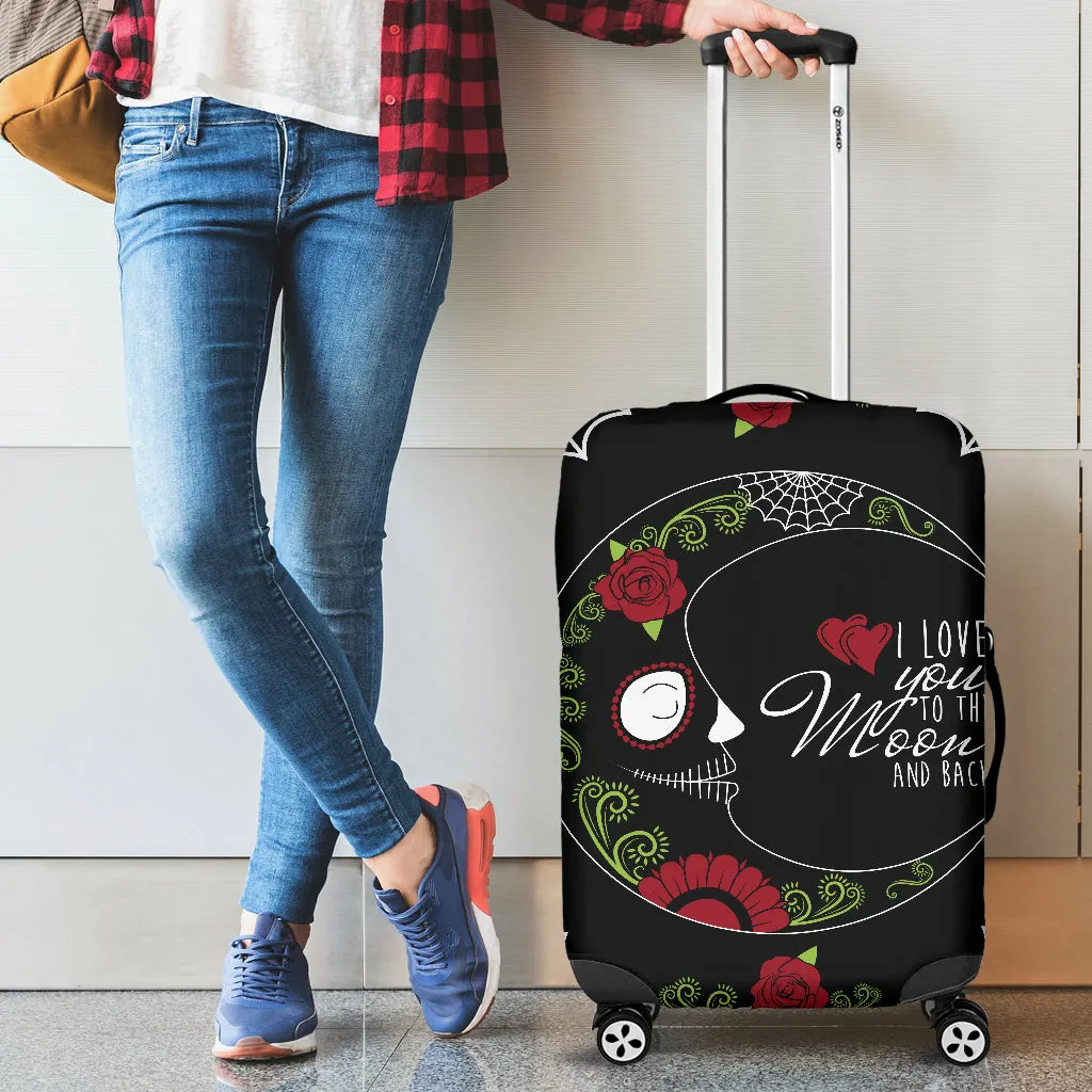 Love You To The Moon Sugar Skull Luggage Cover