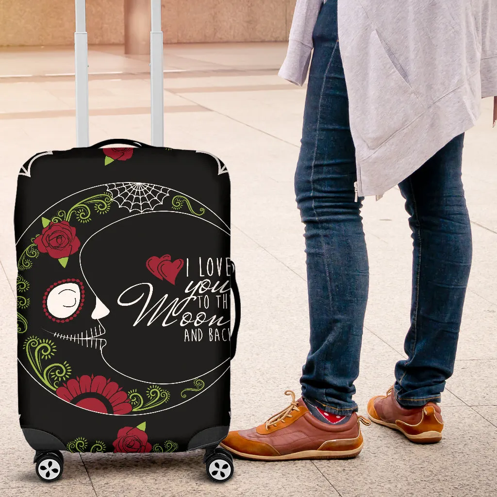 Love You To The Moon Sugar Skull Luggage Cover